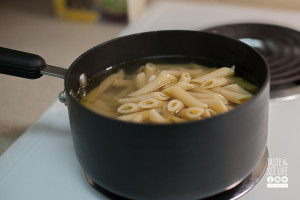 Cook pasta until al dente about 13 minutes