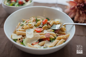 Garnish with Romano cheese