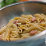 Toss pasta with lemon, butter, ham mixture